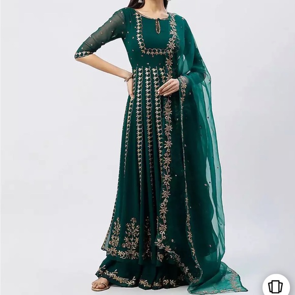 Esha Koul Emerald Anarkali Set Size Small - Picture 1 of 16